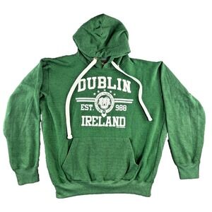 Irish Connexxion Hoodie Mens L Green Dublin Ireland Graphic Pullover Sweatshirt